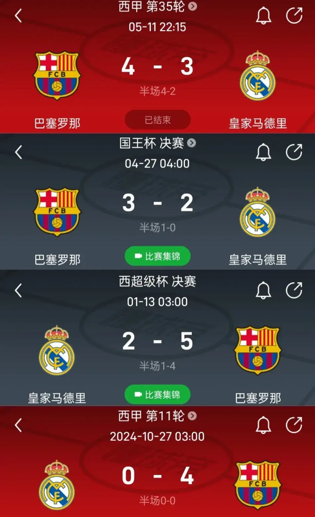 巴塞罗那对战皇家马德里